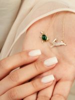 گردنبند طلا خرگوش و لاکپشت(زنجیر متصل)